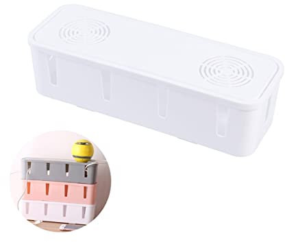 SHINEOFI Boîte De Rangement pour Prises Électriques Et Organiseur De Câbles Blanc, Solution Sécurisée Gestion des Multiprises à Domicile Bureau, Design Fonctionnel Et Compact