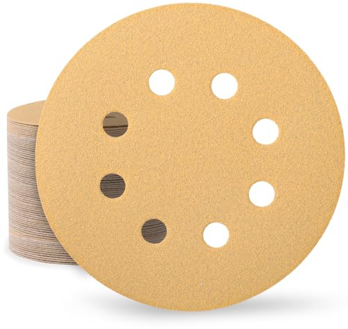 Huopueit 80 Pezzi Dischi Abrasivi 125mm 8 Fori Rotondi Carta Abrasiva Grana 180 per Levigatrice Orbitale