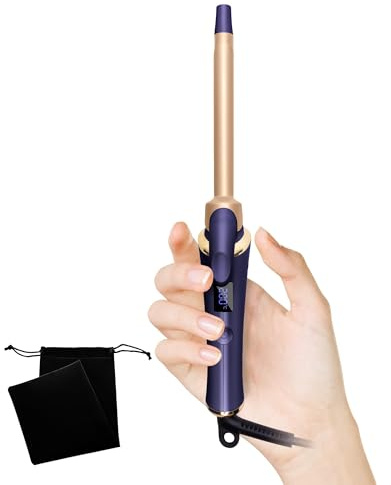 Mini fer à friser, fer à cheveux 13mm pour cheveux courts, fer à boucler de voyage avec écran LCD, 5 températures réglables 120-200℃, fer à frisage double voltage avec pince