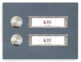 KTC-Home Türklingel Aufputz Anthrazit mit austauschbarem Namensschild - 2-Fach - Flacher Drucktaster - UV & Witterungsbeständig - Pulverbeschichtet
