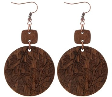 JUKOTA 1 Paar Holzohrringe Baum des Blatt I Blatt natürliche Ohrhänger Silber Holz Ohrringe Damen Ohrschmuck