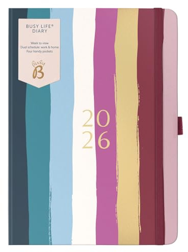 Busy B - Agenda Busy Life 2026 - Planificateur semainier A5 pour les étudiants, les enseignants, le travail et bien avec double emploi du temps, calendrier annuel, pochettes pour stylos - Multi