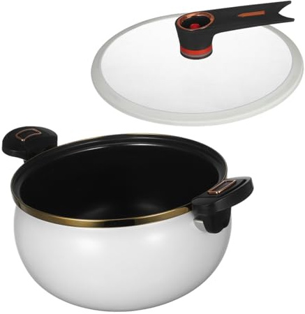 Mikinona Pentola in Ceramica 8l Bianca per Cottura Multifunzione | Ferro e Vetro, Antiaderente Lavabile in Lavastoviglie, Finitura Elegante e Capiente