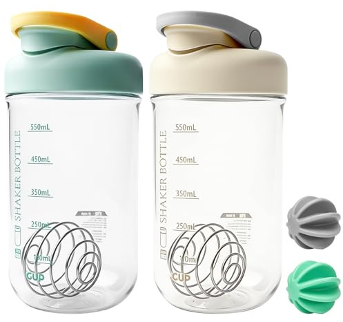 2 batidos de proteínas de 750 ml con bola agitadora, coctelera de proteínas, botella de agua, botella de agua, botella de agua, sin BPA, coctelera en polvo de proteínas, a prueba de fugas, duradero