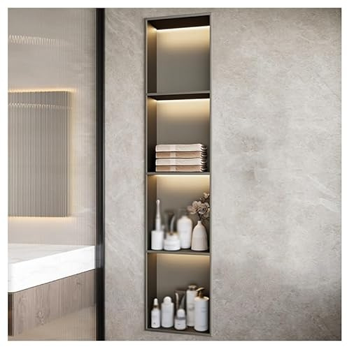 Doccia con mensola impermeabile in acciaio inox per bagno senza piastrelle necessarie, design elegante e funzionale per case moderne