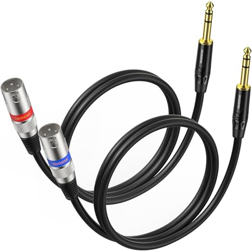 NUOSIYA 6.35mm TRS to XLR Male 2M 2 Pack, XLR to 1/4 Inch Jack TRS Cable for Speakers, Mixer, Audio Sound Consoles, Power Amplifier