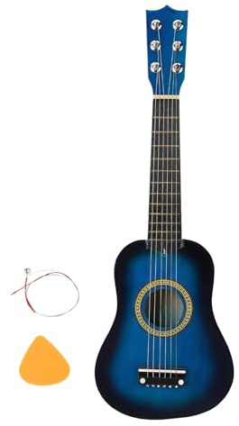 Chitarra per bambini da 21 pollici in legno, chitarra per bambini con 6 corde, mini chitarra strumento musicale per ragazzi e ragazze, design classico in legno con tocco morbido,