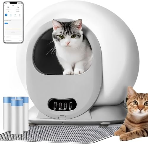 Selbstreinigende Katzentoilette, Katzenklo Selbstreinigend Groß, 65L + 9L, Elektrisches Katzenklo XXL, APP-Steuerung, Niedriger Einstieg, Automatisches Katzenklo für Mehrere Katzen