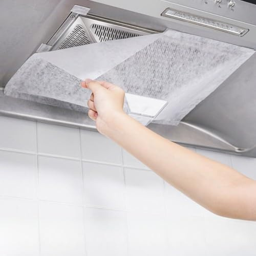 Entgoinggo Non Woven Kitchen Range Hood Grease Filter Paper Roll, Oil Proof Cooker Hood Liner, To Fit Extractor Fan Filter Sheet For Household And Restaurant Use(45cm x 43cm)
