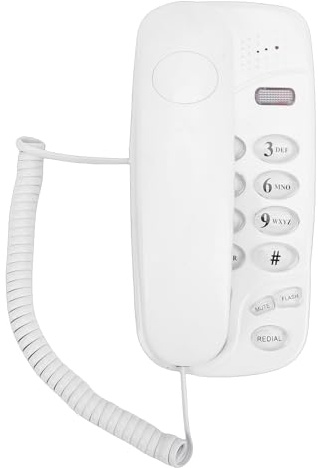 Cuifati Téléphone Fixe Filaire, Téléphone Mural à Grosses Touches avec Réglages Audio Personnalisables, Rappel du Dernier Numéro, 3 Sonneries au Choix, pour la Maison et Le Bureau (White)