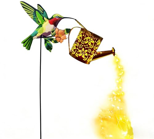 our fave Kolibri Solarleuchte mit Gießkanne für Außen Garten Deko Lichterkette Solarleuchten Außen