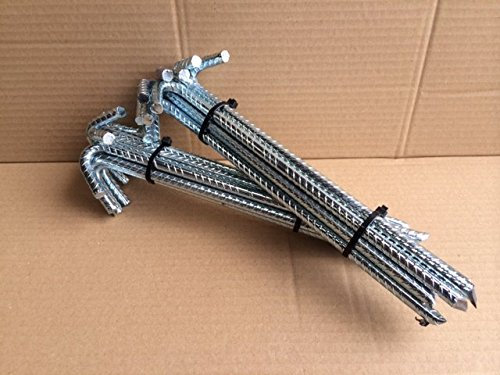 Wire Products PACK 10 Galvanised Steel J Pins Ribbed 300mm x 10mm Metal Pegs Camping Awning Marquee