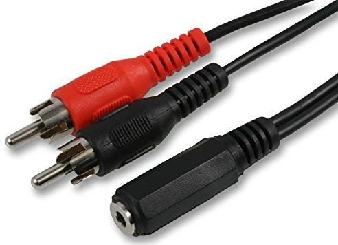 121AV RCA Stereo Audio PC TV Aux Cable Lead 3.5mm Jack Female to 2x Male Phono Socket