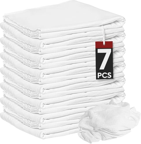 Nabob Wipers New Lint Free Cloth (7 Pack) - 100% Cotton Cleaning Rags Exact Cut - Premium White Rags for Cleaning House - White Rags for Dusting, Staining, Polishing, Painting 18x18