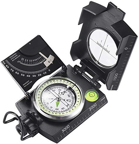 Eyeskey Multifunctional Military Metal Sighting Navigation Compass with Inclinometer | Impact Resistant & Waterproof Compass for Hiking, Camping, Boy Scout (Black)