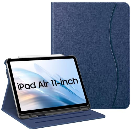 FINTIE Custodia compatibile con iPad Air di 5a generazione (2022) / iPad Air 4a generazione (2020) 11,9, visualizzazione multi-angolo con supporto, con tasca, spegnimento automatico, blu navy