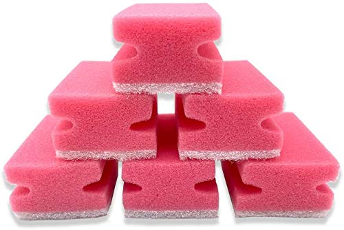 Sponge Scourers for Dishwashing- Ideal for Nonstick Pans, Pots - Pack of 6 Non-Scratch Spong Scourers – Kitchen Home Cleaning Accessories – Multipurpose Sponges with Hand Grip