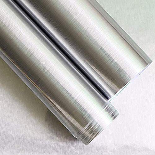 Timeet Silver Metallic Silver Wallpaper 17.7x 118, Self Adhesive Peel and Stick, Waterproof Contact Paper, DIY Decor Shelf Liner Covering Film