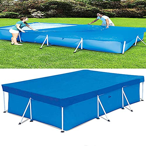 Artfeel 400x211x81cm Couverture de Piscine Rectangulaire avec Attaches de Corde,Bâche Bleu Anti-Poussière Anti-Pluie pour Piscine,Couverture Imperméable Durable pour Piscine Rectangulaire Hors Sol