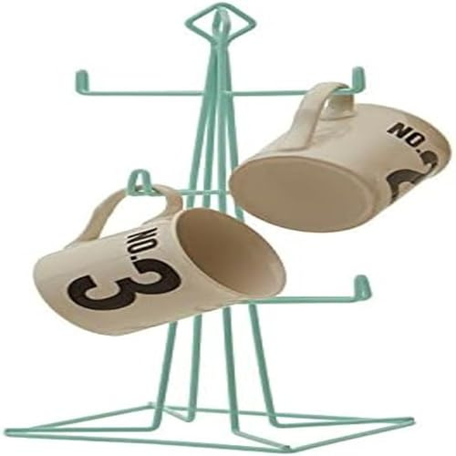 Premier Housewares Stylish Green Finish Mug Tree | Practical Mug Storage For Kitchen | Durable Stand For Storing Coffee Mugs | Metal Constructed Unique Mug Tree For Mugs Storage