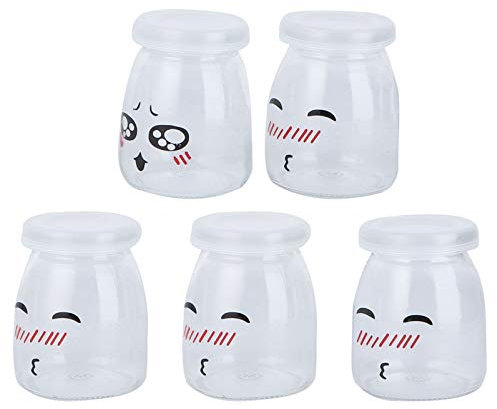 DOITOOL 5pièces Pot Verre Pour Yaourt Lait Et Gelée Lot De Bouteilles Résistantes Chaleur Pour Desserts Et Conserves