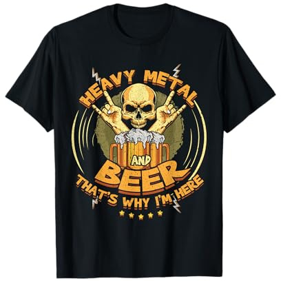 Metal And Beer Lover Metal Heavy Rock Music Skeleton Metal T-Shirt