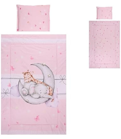 Lorelli Kinderbettwäsche 3-teilig, Decke 140 x 95 Kissen 43 x 35 Laken 150 x 100 rosa pink