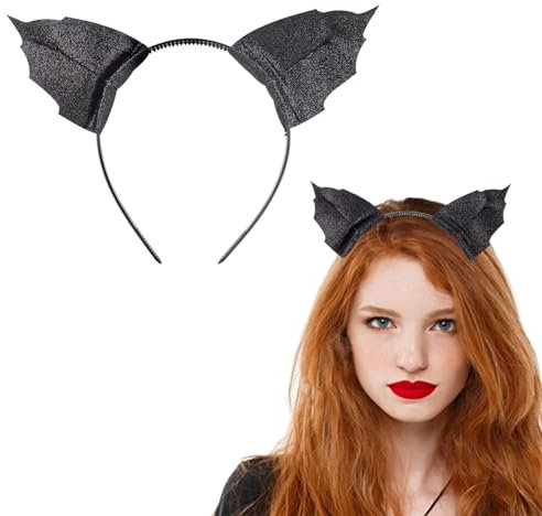 COLOFALLA Katzenohren Haarreif Katzen Flügel Fledermaus Harrreif Stirnband Schwarz Glitzer Accessoires Kostüm Zubehör für Halloween Karneval Fasching Mottoparty Party