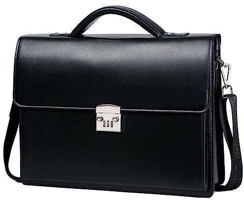 VKEID Men's Messenger Bags Men's Combination Lock Briefcase Diagonal Bag Leather Laptop Business Bag Men's One Shoulder Messenger Bag Casual Messenger bag