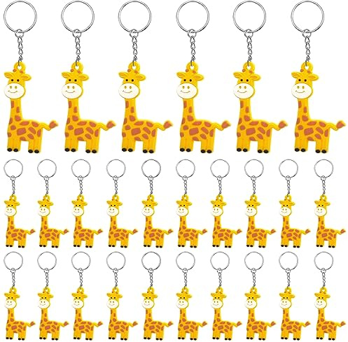 MEIYIFAN 30 Stück Waldtiere Schlüsselanhänger Tierschlüsselanhänger der Karikatur Schlüsselanhänger für Kinder, Kindergeburtstag Party Mitgebsel (Giraffe)