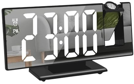 ulapithi Radio-réveil multifonction avec écran LED de 20,3 cm - Réveil LED - Horloge numérique - Snooze - Double gong - Température - Port USB - Fonction de charge - Pour la maison et le bureau