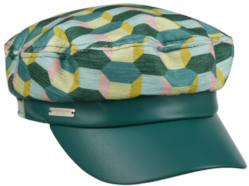 Seeberger Graphic Print Elbsegler Schirmmütze Elbseglermütze Baker-Boy-Mütze Schildmütze Damen - Hinten geschlossen, mit Schirm Sommer Frühling-Sommer - One Size grün