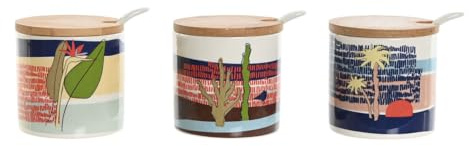 Home ESPRIT Sucrier Bleu Vert Rose Lilas Bambou Dolomite 7,5 x 7,5 x 7,5 cm (3 unités)