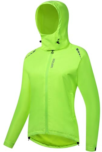 WOSAWE Veste de Cyclisme Femme Imperméable Léger Veste de Course à Capuche Coupe Vent Manteau de Pluie pour Voyage Camping Randonnée Vacance Trekking (Vert, M)