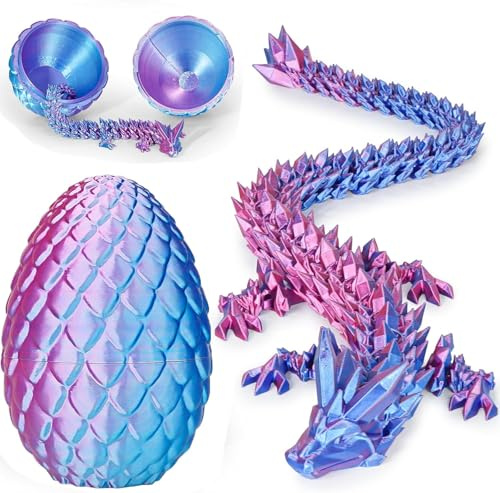 Olee Odee Dracheneier 3D-gedruckte Fidget-Spielzeuge für Erwachsene Überraschungsgeschenke für Kinder Freunde Kollegen Geburtstag Halloween Weihnachten Ostern Festgeschenke (Farbverlauf Helllila-Rot)
