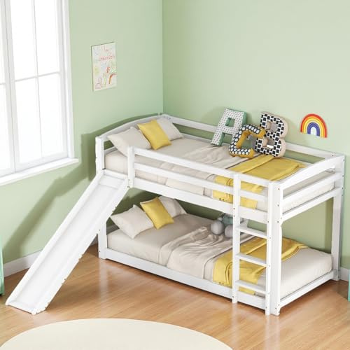 Sapgaks Cama Infantil,litera Triple anticaídas,Barrera Seguridad niños Cama,Cama Alta,Cuna para Niños y Adolescentes,con Tobogán,Massivholzrahmen einfache Montage,90x200cm