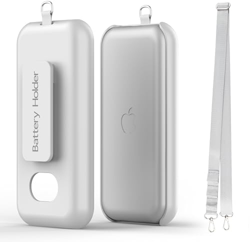 DDJ Akkuhülle für Apple Vision Pro, Akkuhalter-Zubehör mit Gürtelclip und Schultergurtfür Apple VR-Headset Akku-Schutzhülle, Apple Vision Pro Case weiß (ohne Akku)