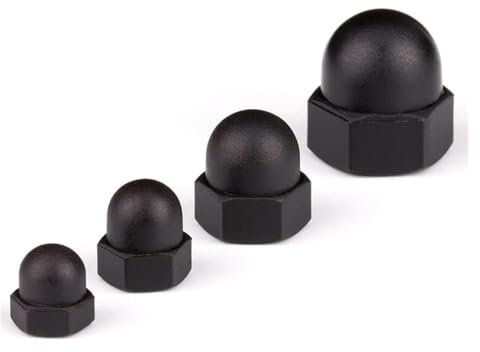 Schwarze/weiße Hutmuttern aus Nylon M3 M4 M5 M6 M8 M10 M12 M14 M16 M18 M20 Dekorative Kunststoffabdeckung Kuppel Halbkreis Überwurfmutter(Black,M18-5PCS)