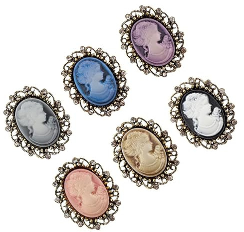 6 Stücke Ca Meo Brosche Kamee Brosche Vintage Antik Kamee Damen Brosche Pin für Mantel Kleid Jacke Schal Dekoration Zubehör