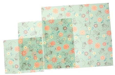 TOKIDNY Reusable Beewax Wraps Food Packaging Wraps Fresh-Keeping Bowl Covers Set of 3 (Large, Medium, Small) Natural Beeswax for Household Food Storage and Sandwich Preservation