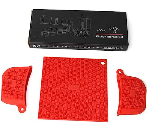 Presine in Silicone Rosso 3 Pezzi per Manico Antiscivolo | Uso Cucina Casa e Ristorante, Facile da Pulire, Accessori per Utensili e Maniglie