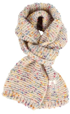 Meliyya Kinder Winter Strickschal 7,2% Wolle Regenbogenfarben Halstuch Mädchen Jungen 120 * 13cm Langer Schal, Regenbogenfarben Beige
