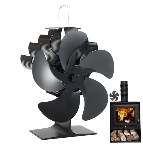 Efficient Wood Stove Fan - Energy Saving Fireplace Fan, Non-Electric Fan Stove | Heat Powered Thermoelectric Wood Stove Fans for Log, Wood, Pellet Burning Stoves, Save Energy & Efficient Heat Transfer