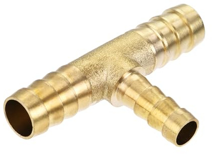 YOKIVE Brass Hose Barb Tee, T Shaped 3 Way Barbed Hose Connector Splicer Joint | Hose Fittings, Great for Water, Fuel (Brass, 3/8 x 3/8 x 1/4-Inch)