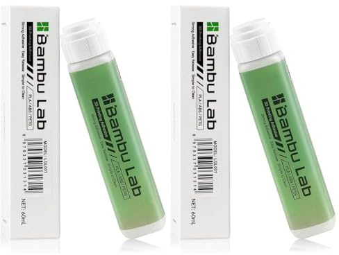 Bygg plattlim 60 ml, kompatibel med Bambu Lab A1/A1 Mini/P1/X1 PLA/ABS/PETG/PC/PA/TPU-filament, stark självhäftande värmebädd PEI stålplatta flytande lim minskar vridning – 2 st