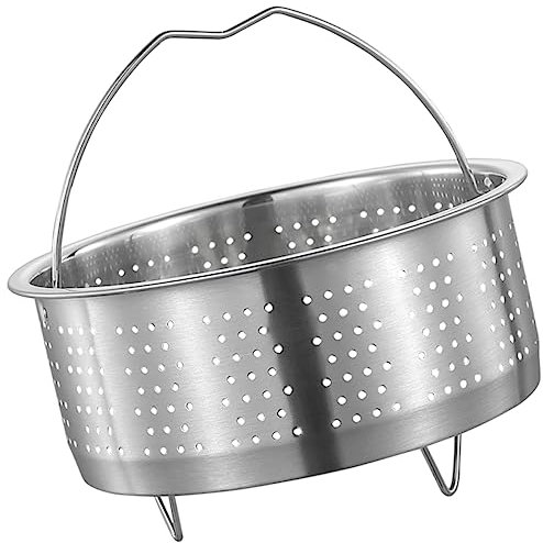 TOPPERFUN Cesta Vaporera Inoxidable 304 para Cocinar al Vapor Accesorio de Cocina para Verduras y Dim Sum Diseño de Orificios para Ventilación para Arroz y Albóndigas 25 Cm