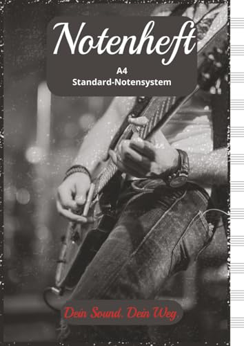 Notenheft E-Gitarre: Schön gestaltetes Notenbuch im DIN A4-Format mit dem Standard Notensystem, 12x5 Zeilen je Seite, 100 leere Seiten, auch für den Musikunterricht, alle Klassen, alle Instrumente