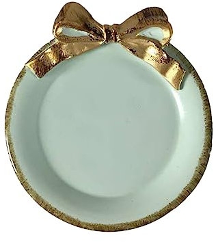 Healvian Plateau Rond Pour Fruits Et Desserts Avec Nœud Décoratif Bleu Pour Fêtes Et à Dessert