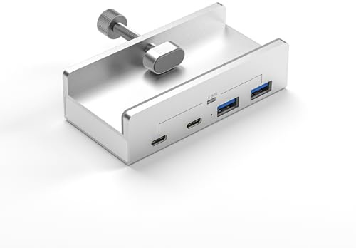 ZEPFJHE 10Gbps USB C Hub USB 4 Porte Alluminio USB 3.1 Docking Hub Morsetto Per Computer Scrivania Con 5V 2A Porta di Alimentazione Extra