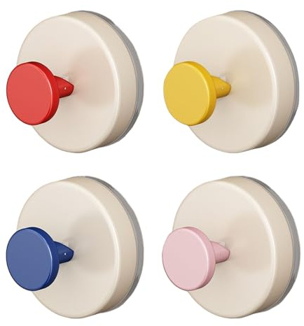 Amesor Ganchos de Ventosa para Ducha | 4 Piezas Ganchos para Puerta | Soporte para Toallas Reutilizable Extraíble para Pared Armario Baño Exterior Autocaravana